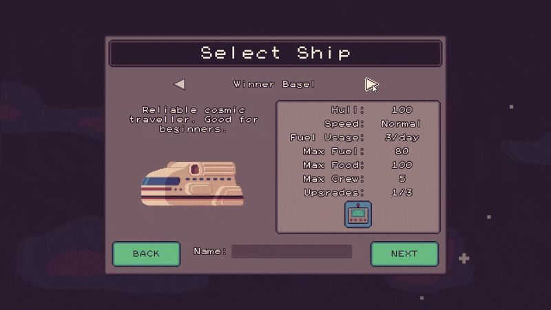 GIF of Astrobound ship selection