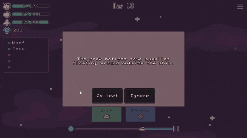 GIF of gathering supplies minigame in Astrobound